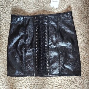 NWT Black Faux Biker leather skirt